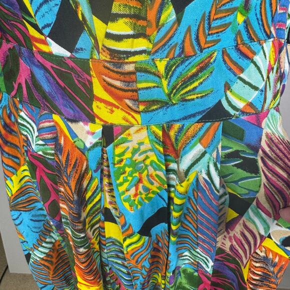 Monroe and Main Tropical Leaf Print Fit and Flare Midi Sundress Size 1X NWT - Picture 6 of 13